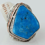 Size 9.5 Blue Turquoise Ring Sterling Silver Kite Cocktail Rings