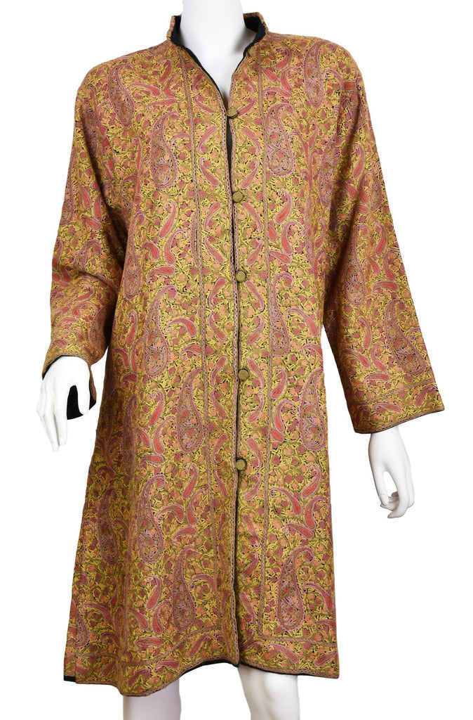 Iris Paisley Cashmere Jacket Dinner All Over Evening Dress Coat Hand Embroidered Kashmir - Kashmir Designs