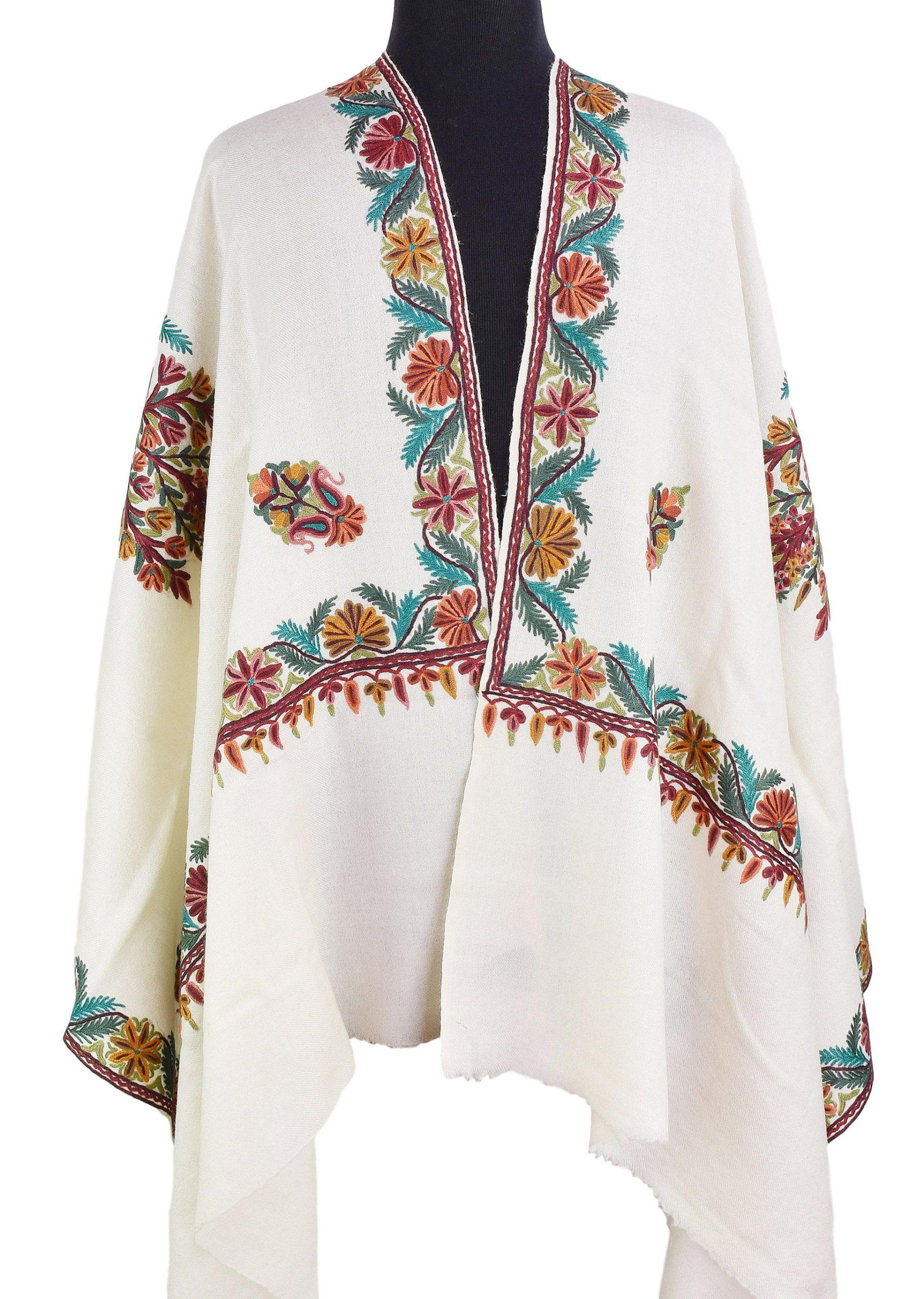 Women's Hand Embroidered Floral Designer Cashmere Shawl/Scarf