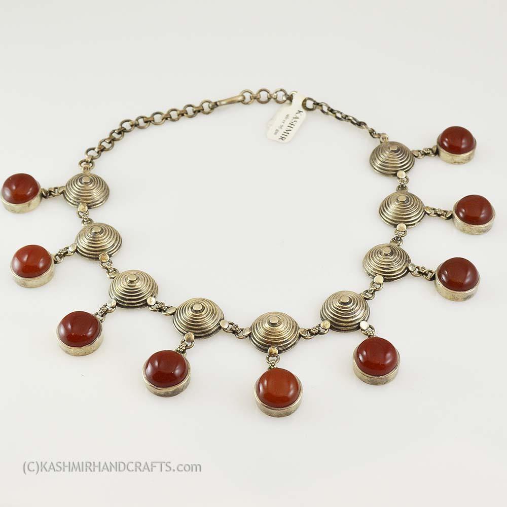 Carnelian Necklace Choker 925 Sterling Silver Love and Passion Collar Hand Crafted - Kashmir Designs