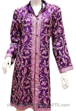 Purple Silk Jacket Dinner Paisley Evening Dress Coat Hand Embroidered Kashmir