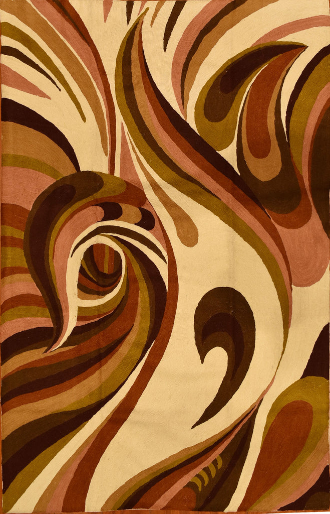 Intuitive Flows Tapestry 3ftx5ft Brown Modern Wall Hanging Rug Carpet Wool - KashmirDesigns