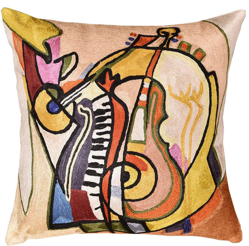 Music is my Life by Alfred Gockel Accent Pillow Cover Handmade Art Silk 18" x 18" - KashmirDesigns