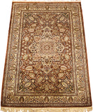 6’X4' Kirman Rug Pure Silk Pile Oriental Area Rugs Carpet Hand Knotted