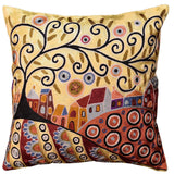 Blooming Village Karla Gerard Throw Pillow Cover Handembroidered Art Silk 18