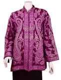 Purple Lavender Jacket Dinner Cashmere Evening Dress Coat Paisley Hand Embroidered Kashmir