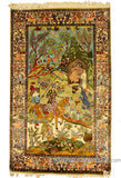Caliph Village Scene Islamic Art Pictorial Silk on Silk Rug / Wall Art 3ft x 5ft