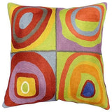 Kandinsky Throw Pillow Farbstudie Quadrate II Hand Embroidered 18