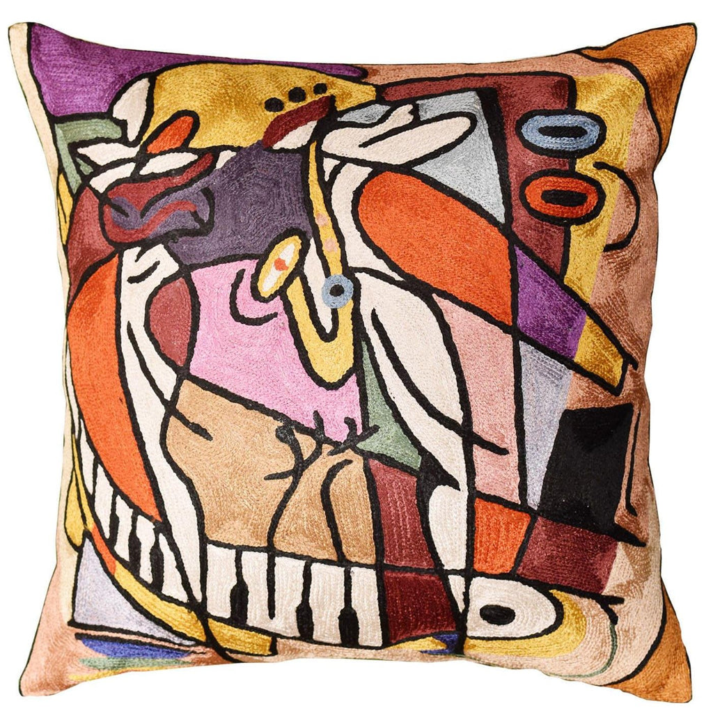Wailing on the Sax by Alfred Gockel Accent Pillow Cover Art Silk 18" x 18" - KashmirDesigns