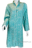 Aquamarine Silk Jacket Dinner Paisley Evening Dress Coat Hand Embroidered Kashmir