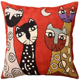 Picasso Red Cat Quadruplets Decorative Pillow Cover Handembroidered Wool 18