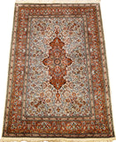 6’X4' Tabriz Cream Rug Pure Silk Pile Oriental Area Rugs Carpet Hand Knotted
