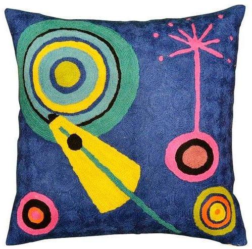 Kandinsky Im Blau Modern Pillow Cover Hand Embroidered 18" x 18" - KashmirDesigns