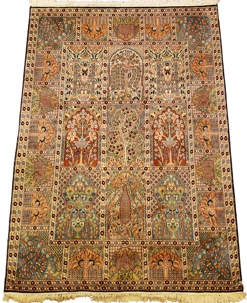 6’X4' Hamdan II Tree Of Life Rug Four Seasons Pure Silk Pile Oriental Area Rugs Carpet Hand Knotted