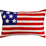 Lumbar American Flag Union Jack Red Blue Pillow Cover Handmade Wool 13x21