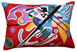 Kashmir Designs Kandinsky Decorative Pillow Cover Red Painting Abstract Cushion Wool HandEmbroidered 14x20