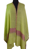 Aura Pashmina Ring Shawl Green Turquoise Antelope Handloom Suzani Needlework Wrap 27x76”