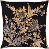Hawaii Black Floral Accent Cotton Pillow Cover Hand Block Print Design 16
