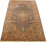 6x9ft Maqbool Kashan Birds Silk Rug Oriental Carpet Medallion Paradise Garden Kashmir Hand Knotted