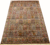 8x11ft Hamadan Silk Rug Oriental Carpet Tree of life Four Seasons Geometric HandKnotted