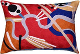 Lumbar Decorative Pillow Cover Red Kandinsky Intuitive Flow II Hand Embroidered Wool 14x20