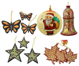 Christmas Ornaments Holiday Decorations Ball, Bell, Maple, Butterfly, Star Set
