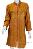 Green Rust Silk Jacket Iridescent Dinner Paisley Evening Dress Coat Hand Embroidered Kashmir