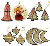 Christmas Ornaments Holiday Decorations, Ball, Bell,Moon, Tree and Maple Set