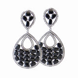 Black Onyx Silver Earrings Pear Shaped 925 Sterling Dangle Design