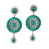 Green Emerald Chandelier Earrings 925 Sterling Silver Ottoman Dome Dangle Drop Earring