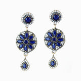 Blue Sapphire Earrings 925 Sterling Silver Drop Vintage Chandelier Handcrafted
