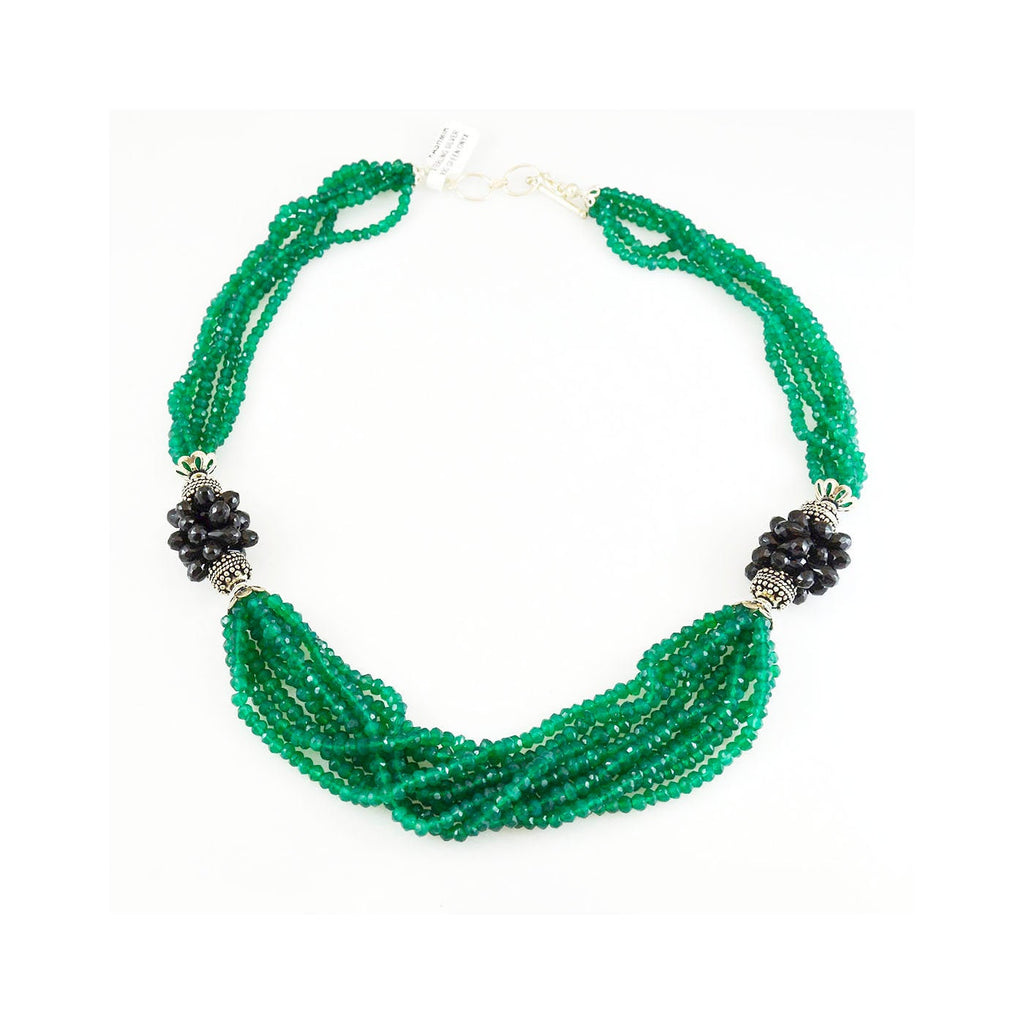 Green Onyx Revels Sterling Silver Necklace - KashmirDesigns