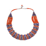 Choker Royal Lapis Coral Necklace Sterling Silver Collar Handcrafted Blue Orange