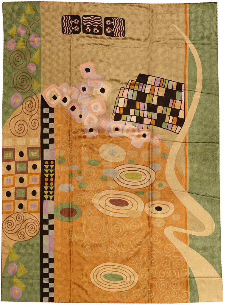 Klimt Tapestry 5ftx7ft Art Nouveau Green Wall Hanging Rug Carpet Art Silk - KashmirDesigns