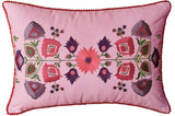 Lumbar Lavender Floral Cotton Decorative Pillow Cover Silk Embroidery  14