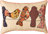 Lumbar Beige Birds On Wire I Decorative Pillow Cover Cotton Applique 14